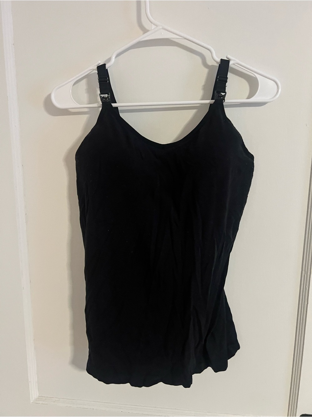 Black Women's Nursing Tank Top with Adjustable Straps